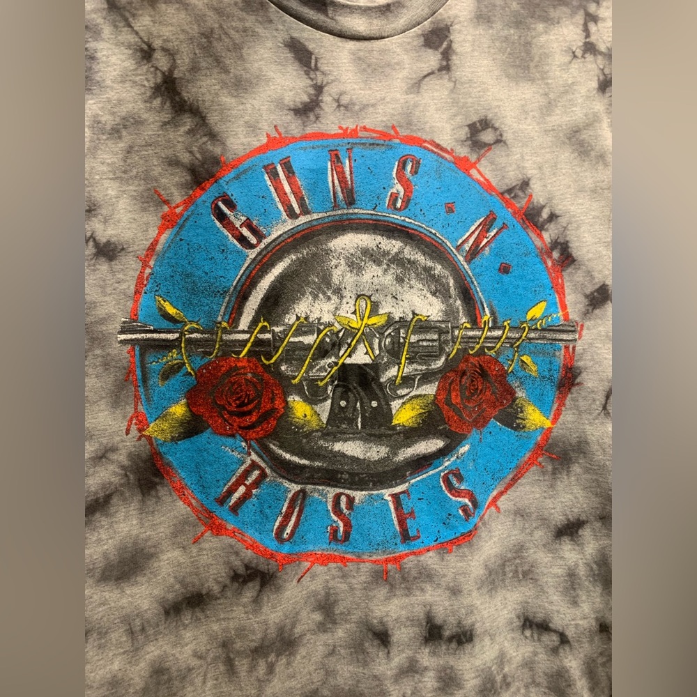 Unisex Guns N’ Roses Black and Grey Tie Dye Graphic T-shirt Never Used